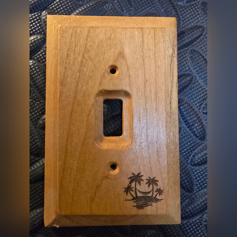 Wooden Light Switch Cover with Palm Tree Design- NEW